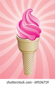vector icecream cone on retro background