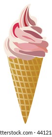 vector icecream cone. pink ice cream cone design. icecream with waffle illustration