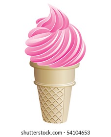 vector icecream cone. pink ice cream cone design. icecream with waffle illustration