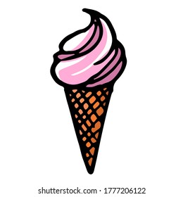 Vector ice-cream. Hand drawn illustration. Isolated object on white background.
