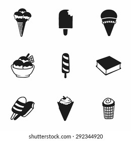 Vector ice-cream icon set on white background