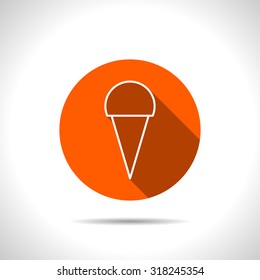 Vector ice-cream orange icon with flat shadow 