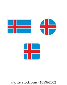 Vector Iceland Flag and Icon Set