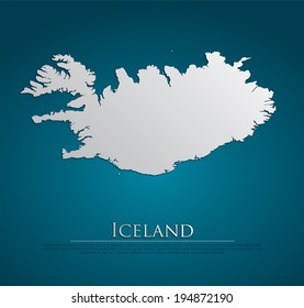 vectorial Islandia Mapa de papel de fondo azul, muy detallado