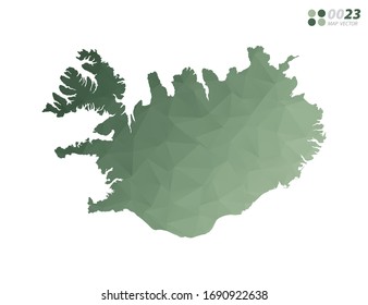 Vector of Iceland map green polygon triangle mosaic with white background. style gradient.