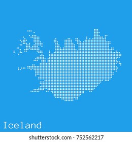 Vector Iceland map silhouette dotted on blue background