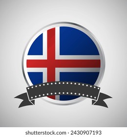 Vector Iceland Round Flag Banner Vector Illustration