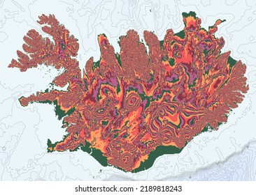 Mapa topográfico de Islandia vector