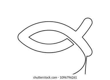 Vector Ichthys. One line style illustration