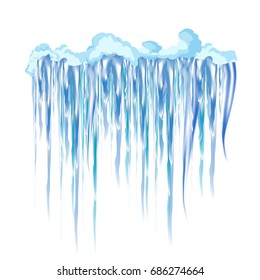 Vector icicle and snow elements clipart. Different snow cap vector