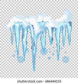 Vector icicle and snow elements clipart. Different snow cap vector