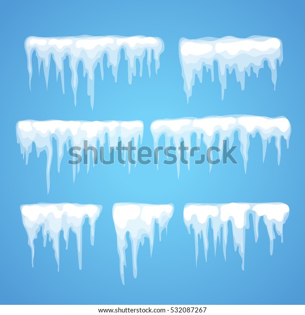 ベクター画像のつららや雪のエレメントがアートをクリップします 異なる雪のかさ のベクター画像素材 ロイヤリティフリー