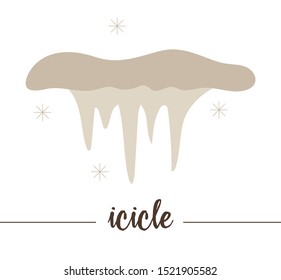 Vector icicle with snowflakes isolated on white background. Cute funny illustration of new year symbol. Christmas flat style picture for decorations or design