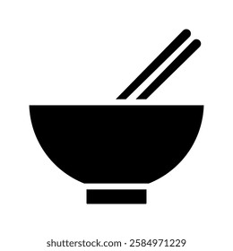 vector ico of noodle bowl and chopsticks. bowl of noodle or soup with chopstick