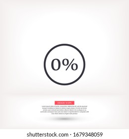 Vector icon 0 percent , lorem ipsum Flat design