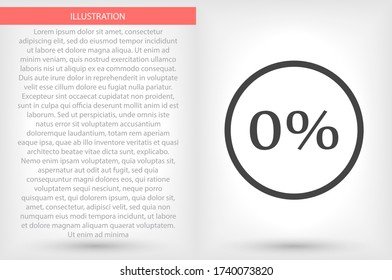 Vector icon 0 percent , lorem ipsum Flat design