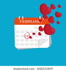 Vector icon vector. 14th of February, heart. Valentines day calendar.