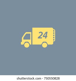 Vector icon of 24 hour delivery van. Eps-10. 