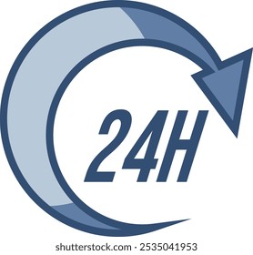 ícone de vetor 24 horas de serviço fundo transparente. substituível projeto de cor azul