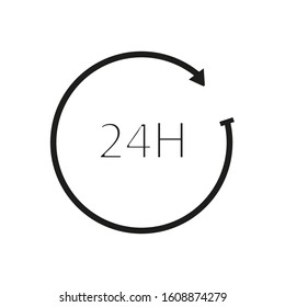 vector icon with 24 hours shape and arrow