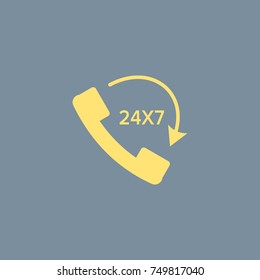 Vector icon of 24X7 Call. Eps-10.