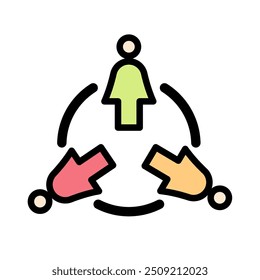Icono de Vector de 3 personajes de personas giratoriasIcono vectorial de 3 personajes de personas giratorias