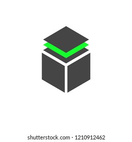 Vector icon of 3d cube with stacks on top