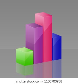Vector icon 3d diagram consisting of columns. Layers grouped for easy editing illustration. For your design.