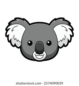 Vector icon of 3D koala headshot with fluffy ears.