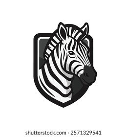 Vector icon of 3D zebra headshot with distinctive stripes.