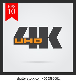 Vector icon of 4K UHD badge, isolated on white