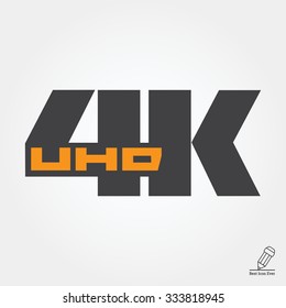 Vector icon of 4K UHD badge, isolated on white