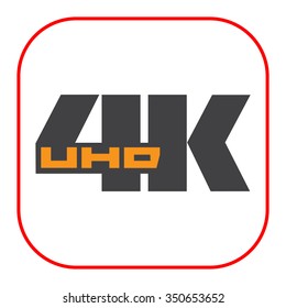 Vector icon of 4K UHD badge, isolated on white