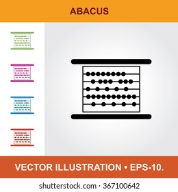 Vector Icon Of Abacus With Title & Small Multicolored Icons. Eps-10.