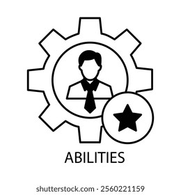 Vector icon for abilities. Line art of a human figure symbolizing potential, proficiency, and personal strengths.