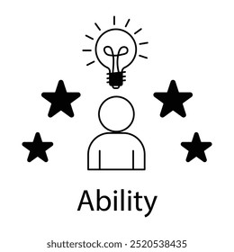 Vector icon for ability with star and person. Represents talent, skills, and personal growth.