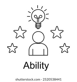 Vector icon for ability and success with star and person. Illustrates personal achievement and talent.