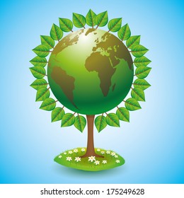 Vector icon. Abstract green tree.