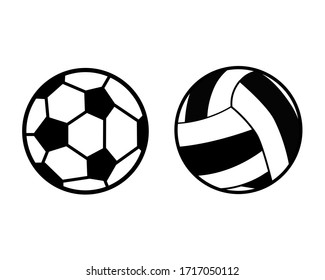 Vektorillustration Symbol Aktivität Fußball und Volleyball auf weißem Hintergrund.Fußball und Volleyball.