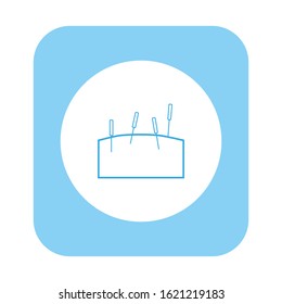 vector icon with acupuncture needles pinned to the skin