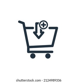 vector icon add to cart.  online shopping symbol.  line icon on white background.