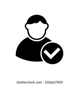 Vector icon of add friend contact. Add user sign. Avatar icon. Human face symbol. Manager.