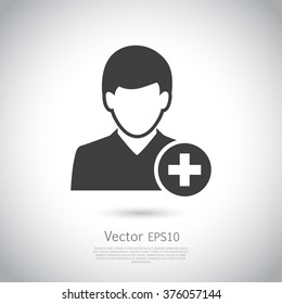 Vector icon of add friend contact.