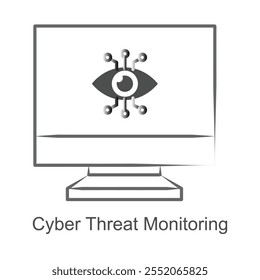 Vector icon for advanced threat detection. Focuses on monitoring systems and AI-driven cybersecurity solutions.