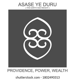 vector icon with african adinkra symbol Asase Ye Duru. Symbol of power and wealth