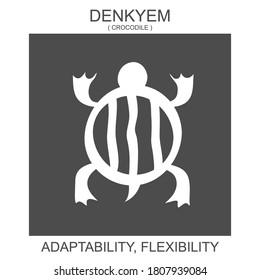 vector icon with african adinkra symbol Denkyem. Symbol of adaptability and flexibility