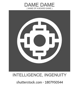 vector icon with african adinkra symbol Dame Dame. Symbol of Intelligence and Ingenuity