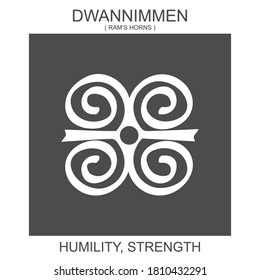 Vector Icon With African Adinkra Symbol Dwannimmen. Symbol Of Humility And Strength