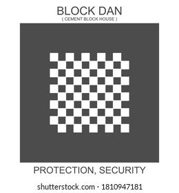 vector icon with african adinkra symbol Block Dan. Symbol of protection and security