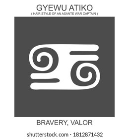 vector icon with african adinkra symbol Gyewu Atiko. Symbol of bravery and valor